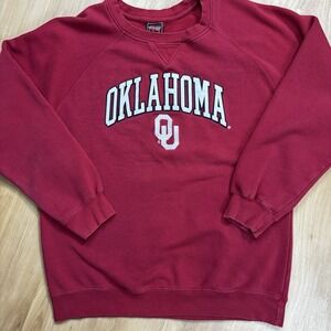 Vintage Oklahoma Sooners Red Crewneck Men's Large Genuine Stuff Tag